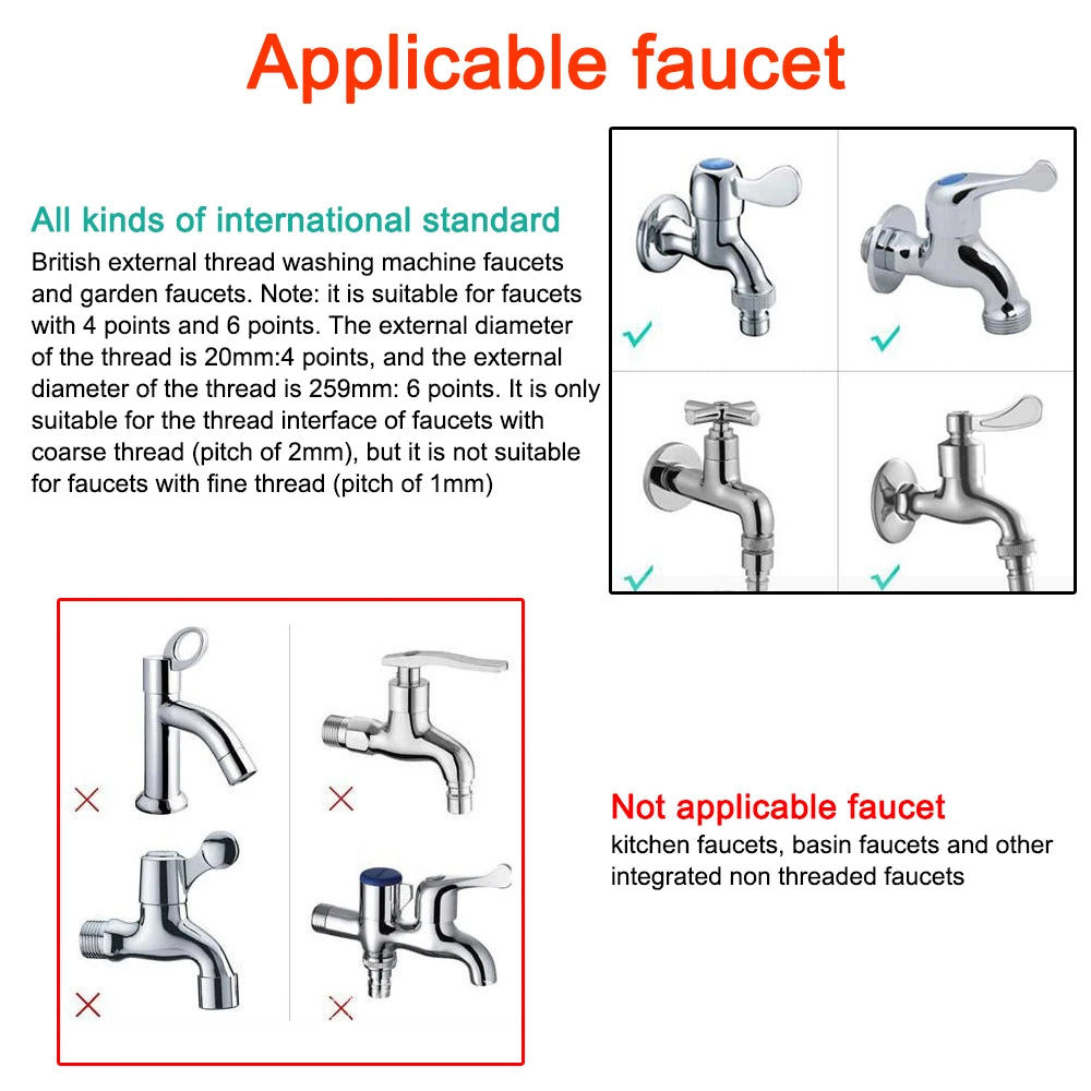 For Water Pipe 4 Way Hose Splitters Valve Splitter Hose Pipe Tap