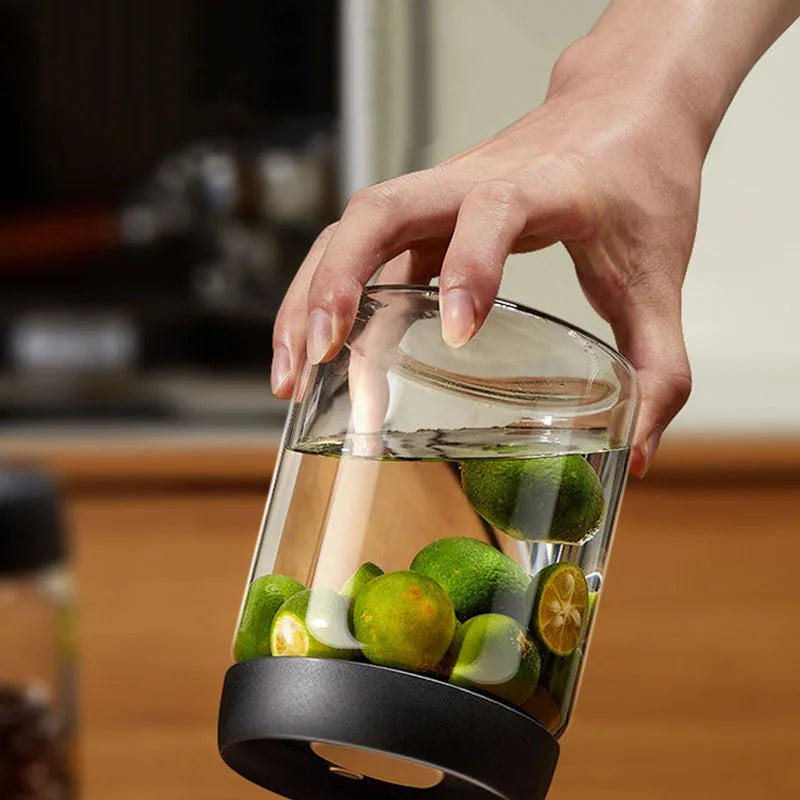 Coffee beans vacuum sealed jar transparent glass food storage jar