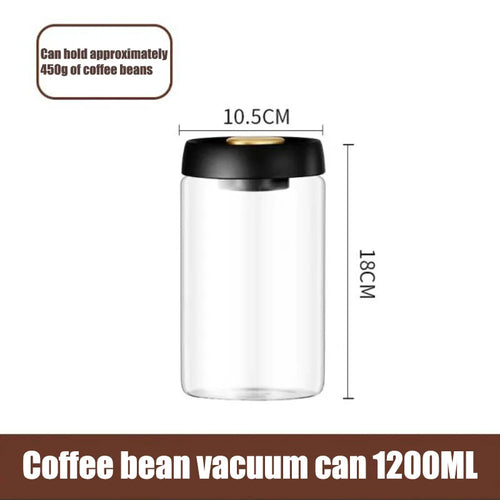 Coffee beans vacuum sealed jar transparent glass food storage jar
