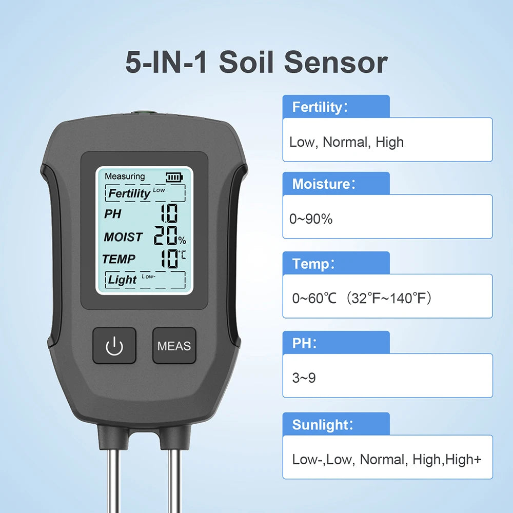 2/3/3/5/6 in 1 Digital Soil Tester Multifunctional Soil Fertility pH