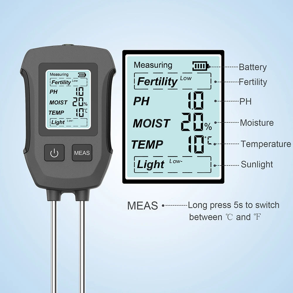 2/3/3/5/6 in 1 Digital Soil Tester Multifunctional Soil Fertility pH
