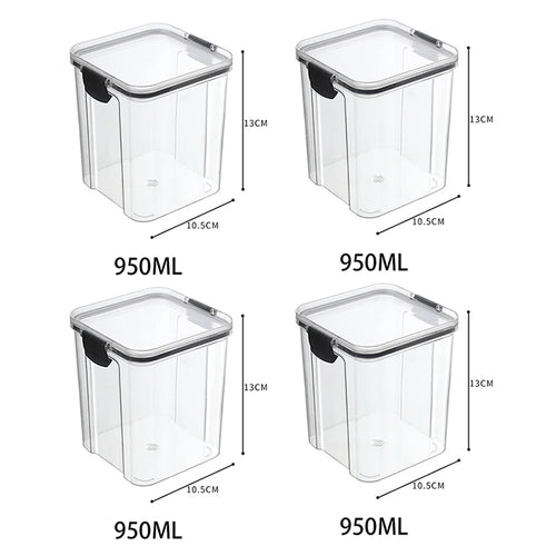 5Pcs Sets Sealed Jar Food Storage Box Transparent Plastic Kitchen