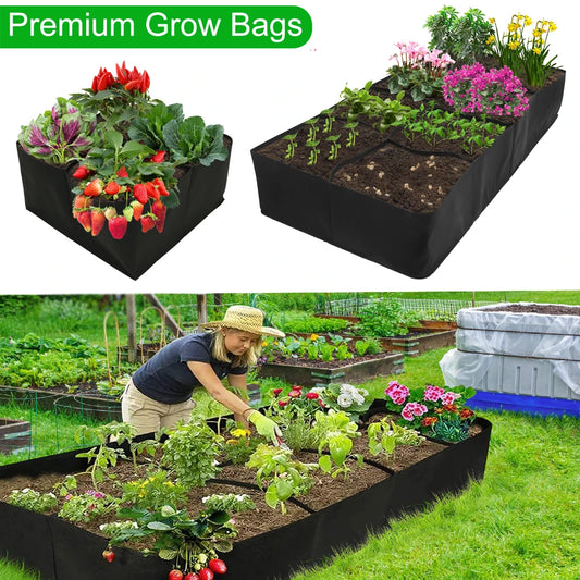 4/8 Grids Garden Raised Planting Bed Fabric Raised Garden Bed Square