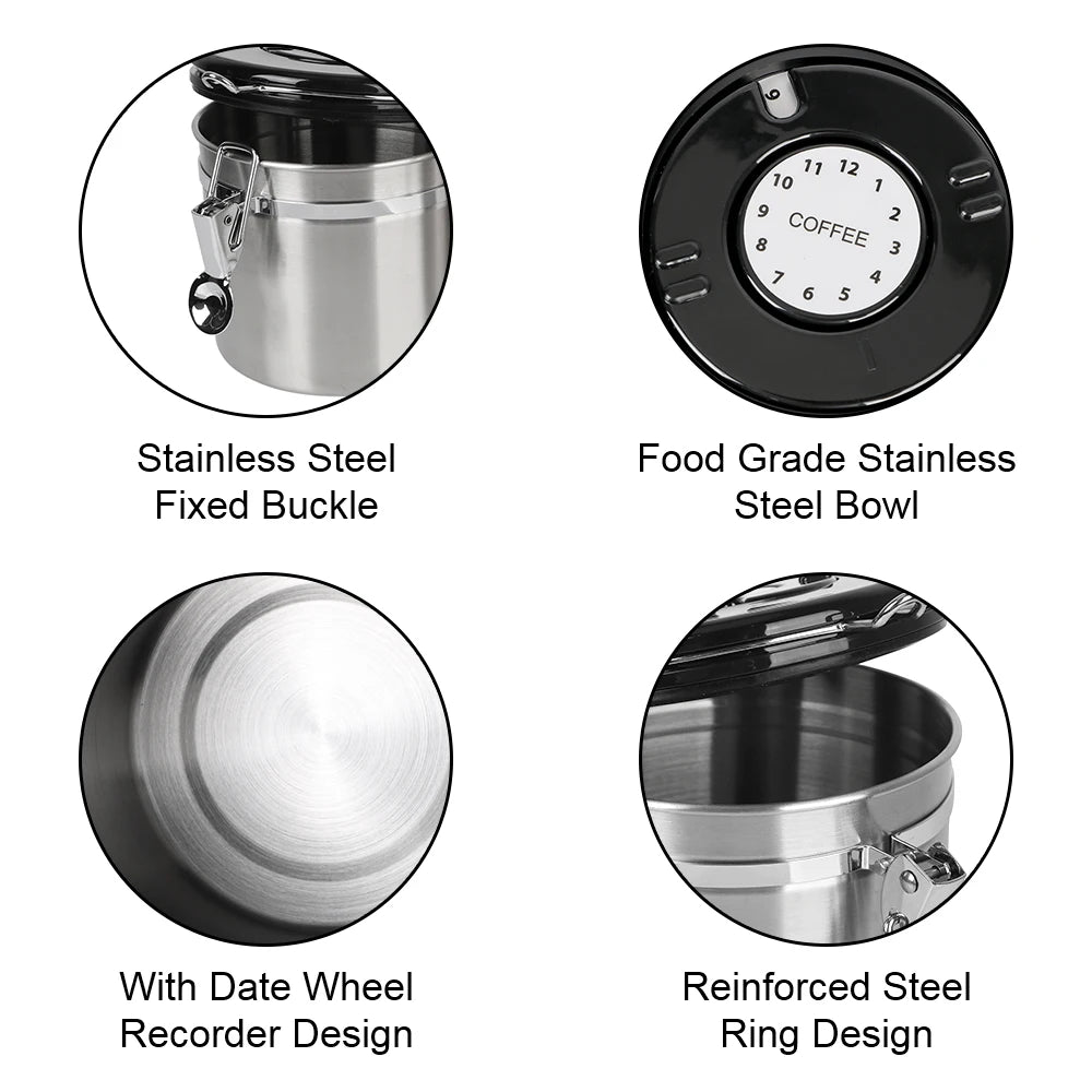 Stainless Steel Airtight Lid Preserves Freshness Storage Canister