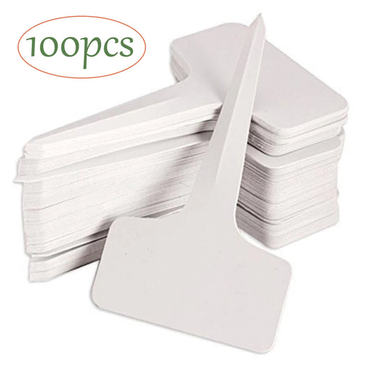 50/100pcs White Plastic PVC Plant T-type Tags Markers Nursery Garden