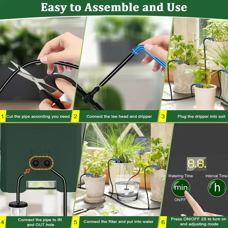 1pc DIY Solar-Powered Automatic Drip Irrigation System  for Raised