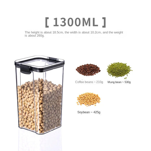 5Pcs Sets Sealed Jar Food Storage Box Transparent Plastic Kitchen
